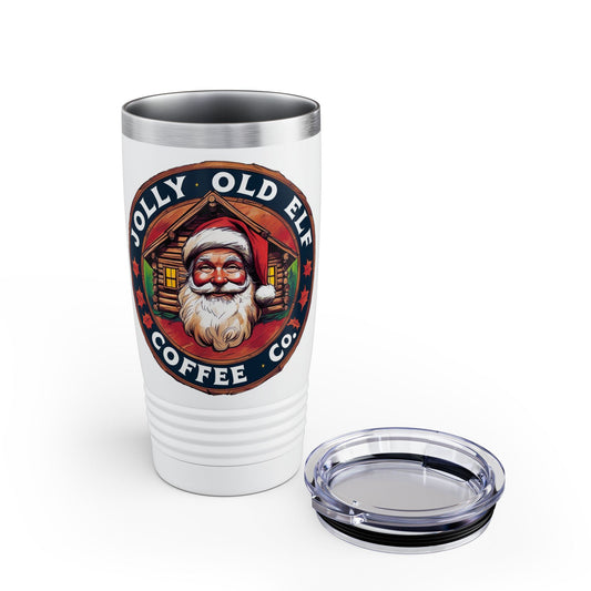Festive Santa Tumbler, Jolly Old Elf Coffee 20oz, Holiday Travel Mug, Christmas Gift, Seasonal Drinkware, Durable Insulated Cup